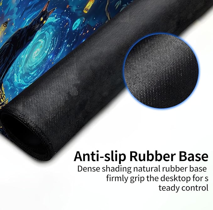 for MTG Playmat for Trading Card Games, Non-Slip Rubber Smooth Surface with Stitched Edges, Durable Desk Pad for Card Games, Custom Playmat Anime Playmat, A Mysterious and Stealthy Feline