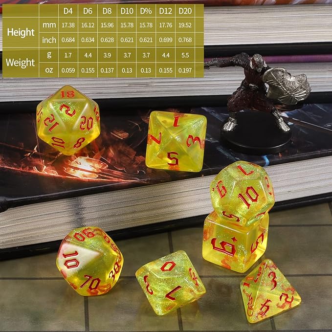 CiaraQ DND Polyhedral Dice Set with Dice Bag for Dungeons and Dragons RPG MTG Role Playing Table Games