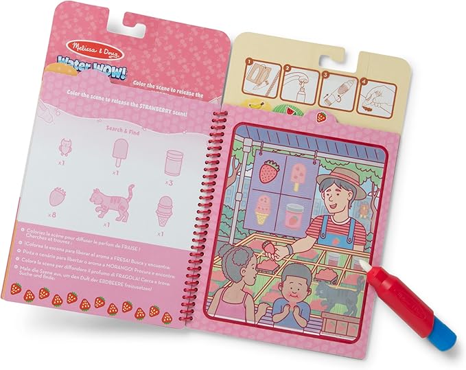 Melissa & Doug Scented Water Wow! Reusable Water-Reveal Coloring Activity Pad Travel Toy – Fruit