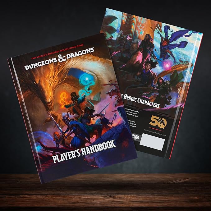 CraftyCrocodile Dungeons and Dragons 2024 Player's Handbook Bundled with DND 6 Dice Sets, Flannel Bags, Complete Printable Kit - Core Rulebook with D&D Starter Set Accessory - Tabletop Board Game