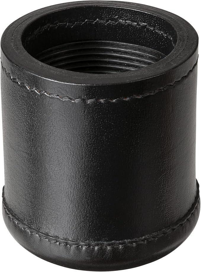 WE Games Professional Handmade Black Leather Dice Cup Set, Comes with 5 Standard Game Dice & Cloth Bag, Dice Roller for Liars Dice Farkle & Board Games, Durable Stitched Dice Cups