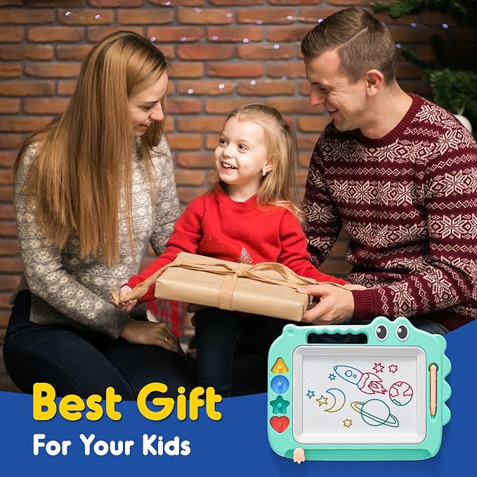 SGILE Toys for Kids, Magnetic Drawing Board for Early Learning, Color Erasable Doodle Writing Pad Gift for Baby Girls Boys, Painting Sketch Pad with Four Stamps for 3 4 5 Year Old Toddlers, Green