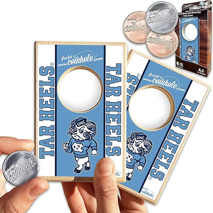 Tabletop Cornhole Game Set | Officially Licensed College Mini Football Cornhole Board Game | Includes Coins