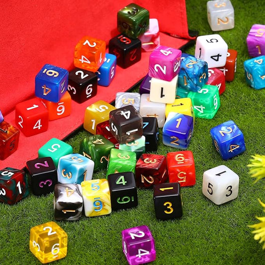 Skylety 100 Pieces Polyhedral Dice Set with Black Pouch Polyhedral Dice Compatible with RPG MTG Table Games Multi Colored Assortment (6 Sided)