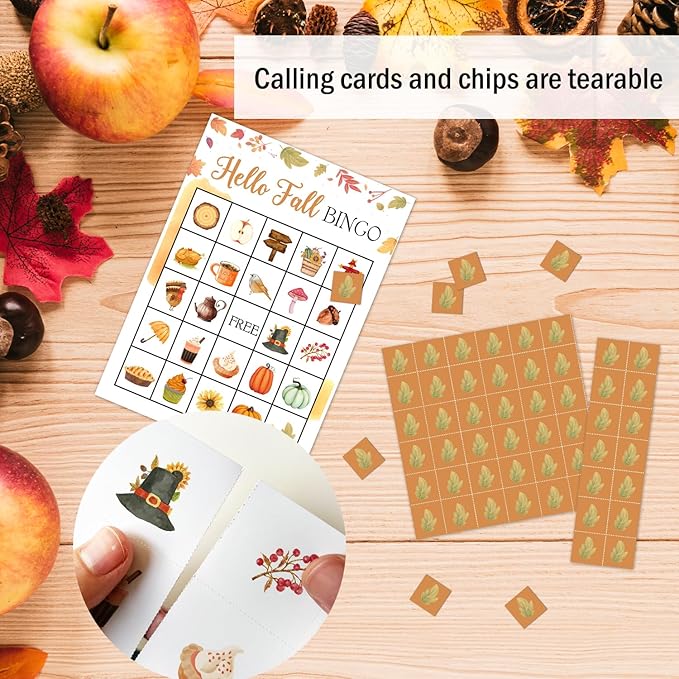 Ziyouza Happy Fall Bingo - Thanksgiving Bingo Games for 24 Players, Family or Adults, Great Party & Classroom Game