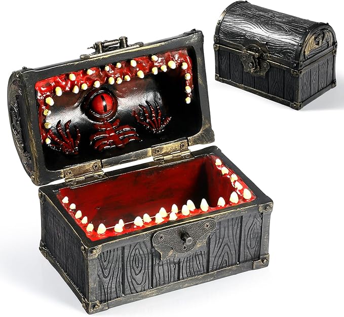 DNDND Mimic Chest Dice Storage Box Large Size Holds 6 Sets of Polyhedral Dice Great Gift for Dungeons and Dragons Players DM Masters RPG Gaming
