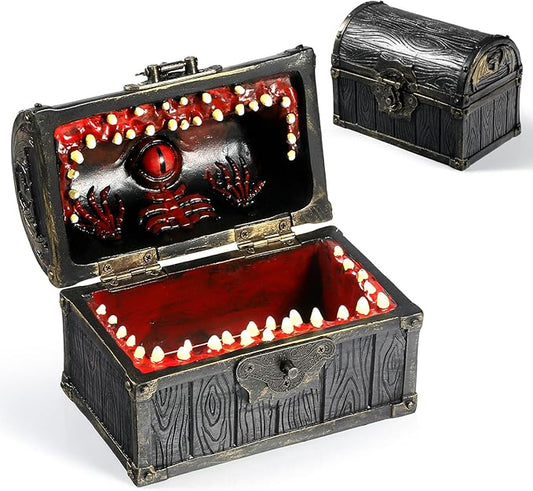 DNDND Mimic Chest Dice Storage Box Large Size Holds 6 Sets of Polyhedral Dice Great Gift for Dungeons and Dragons Players DM Masters RPG Gaming