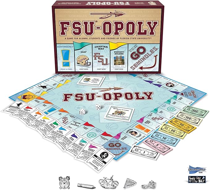 Late For The Sky: FSU-Opoly - Florida State University Themed Family Board Game, Opoly-Style, Traditional Play Or 1 Hr Version, Ages 8+, 2-6 Players