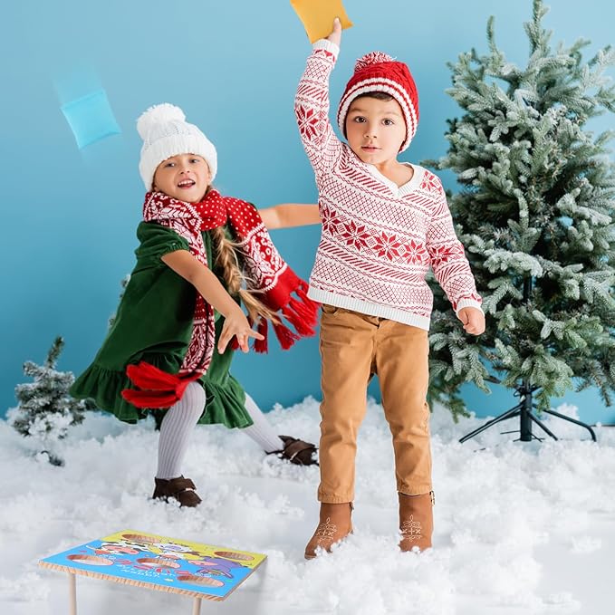 24 x 17 Inch Large Christmas Toss Game Happy Birthday Jesus Bean Bag Game with 6 Bags Religious Christmas Party Favor for Church Sunday School Classroom Family Yard Indoor Outdoor Party Supplies