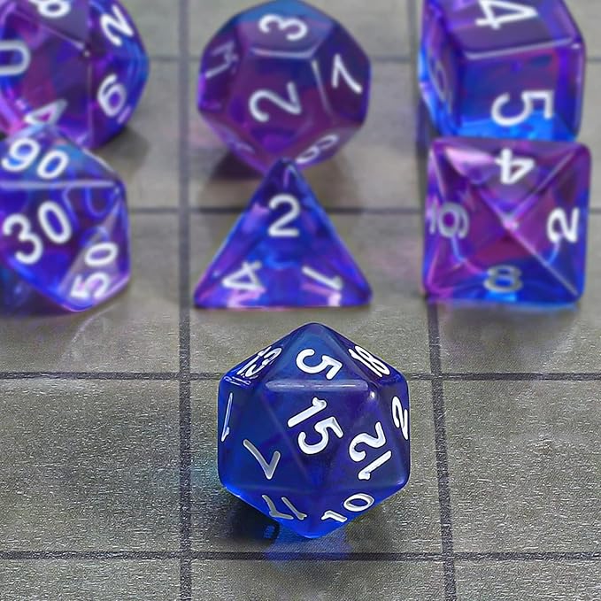 CiaraQ DND Polyhedral Dice Set with a Black Dice Bag for D&D RPG MTG Role Playing Table Games