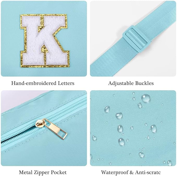 YOOLIFE Gifts for Girls - Crossbody Bag for Kids, Personalized Communion & Birthday Gifts, Blue Initial Belt Bag