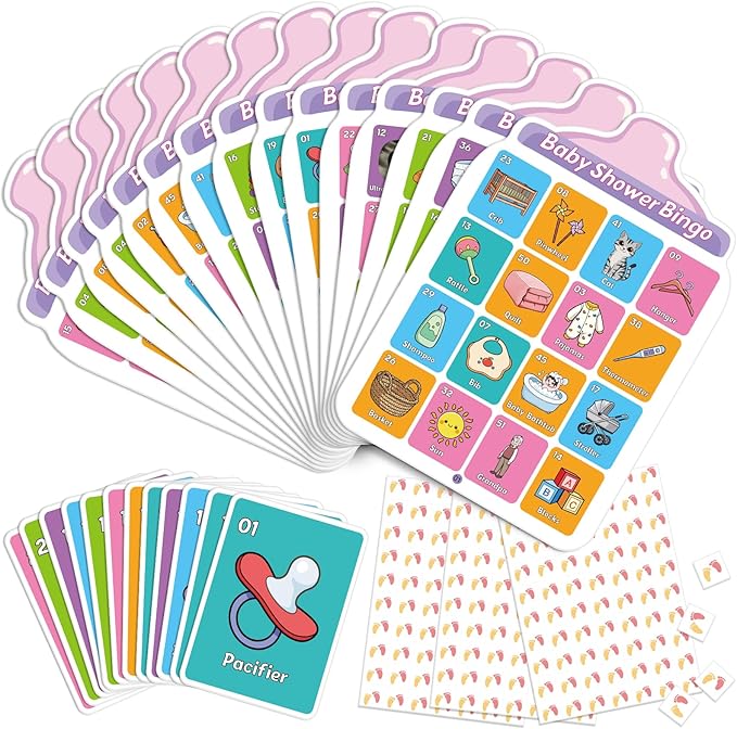 Baby Shower Games for Girl or Boy - 40 Bingo Cards, Activities for Adults and Kids, Party Ideas