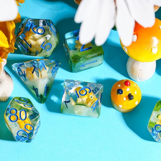UDIXI 7PCS Game Dice Set, RPG Polyhedral Dice Set DND for Dungeons and Dragons Role Playing Games and Other Tabletop Games (Yellow)
