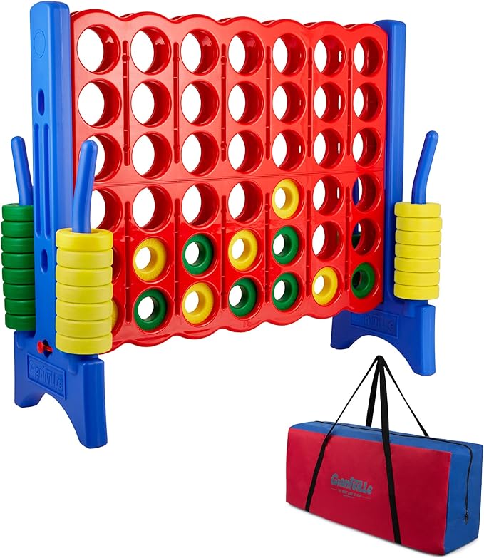 Giant 4 in a Row Connect Game + Storage Carry Bag - 4"-Feet Wide X 3.5"-Feet Tall - Oversized Jumbo Sized Entertainment for Outdoor/Indoor Play for Kids & Adults - Durable Waterproof - 2025 Version