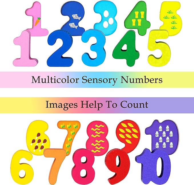 Educational Math Learning Board and Puzzle Wooden 4 in 1, Wooden Stacking Toy