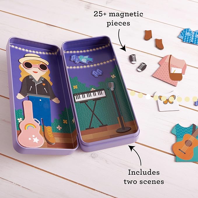 Petit Collage Magnetic Dress Up, Music Maker – Magnetic Game Board with Mix and Match Magnetic Pieces, Ideal for Ages 3+ – Includes 2 Scenes and 25 Creative Magnetic Pieces, Medium