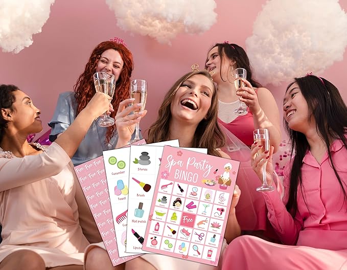 Spa Bingo Cards, Beauty Themed Bingo Games for 24 Players, Spa Games for Family Friends Large Group Activities, Sleepover Party Favors Supplies Decorations(23)