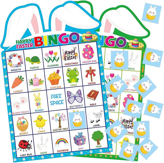 Fancy Land Easter Bingo Game for Kids 24 Players Die-Cut Party Supplies Classroom Party Activities Game
