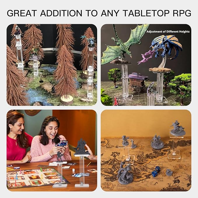 Kalami 2 Sets Flying Miniatures Magnetic Combat Riser for DND with 2" Base, 3D Single Flyer Riser for TTRPGS and Board Games