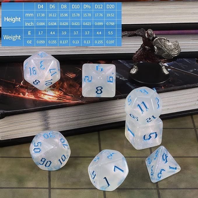CiaraQ DND Polyhedral Dice Set with Dice Bag for Dungeons and Dragons RPG MTG Role Playing Table Games