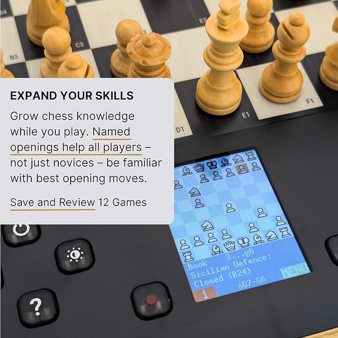 Millennium Electronic Chess Board - ChessGenius Pro Wood Edition - Beginner to Advanced - Interactive Strategy & Learning - Handcrafted Wood Pieces - AI Chess Board - User Friendly - LCD Display