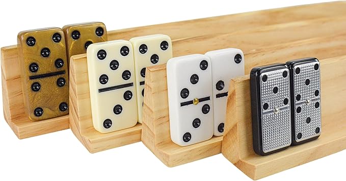 Domino Racks 4packs - Authored Design Nut Brown Tile Holders for Dominoes Set Mexican Trains Mahjoon Chickenfoot