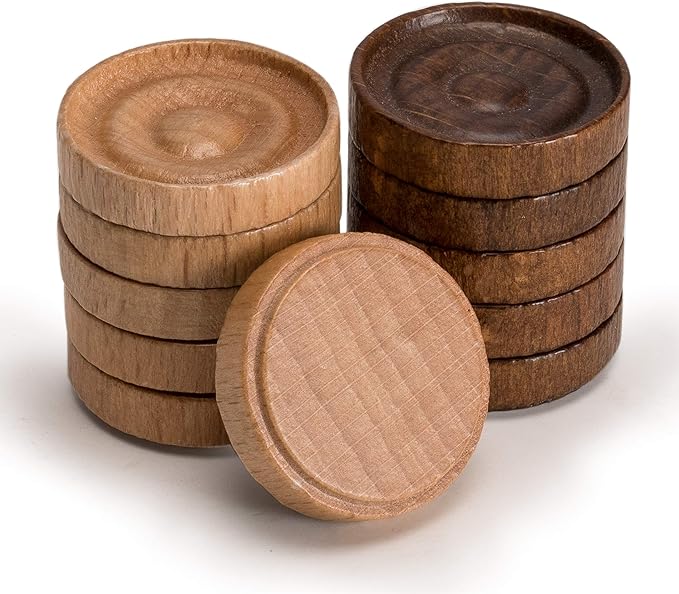 Husaria Wooden Italian Style Checker Pieces with Stackable Ridges and Drawstring Pouch, 40 Pieces