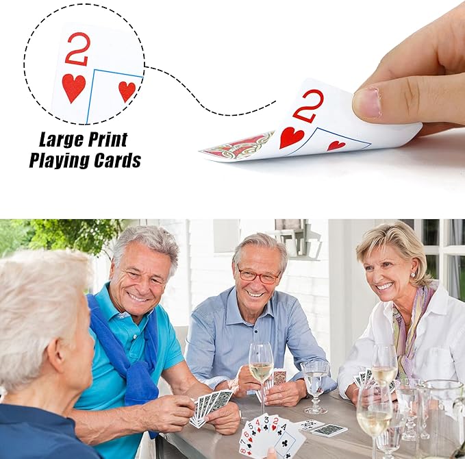 6 Pack Playing Cards Bulk,Plastic Playing Cards Waterproof Poker Size Cards Professional, Jumbo Index Large Print for Adults and Seniors,6 Decks of Cards for Fun Card Games