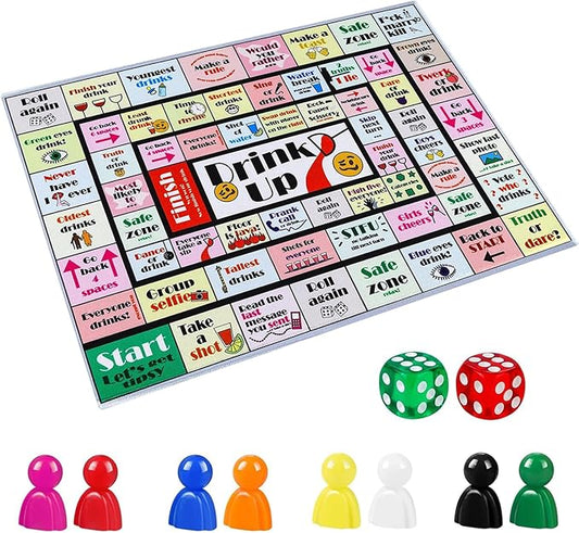 Leather Mat Drinking Board Game, Drink Up Board Game, Funny Party Interactive Drinking Games for Adults Party, Bachelorette Party, Family Play, Game Night, Age 21+, 2-8 Players
