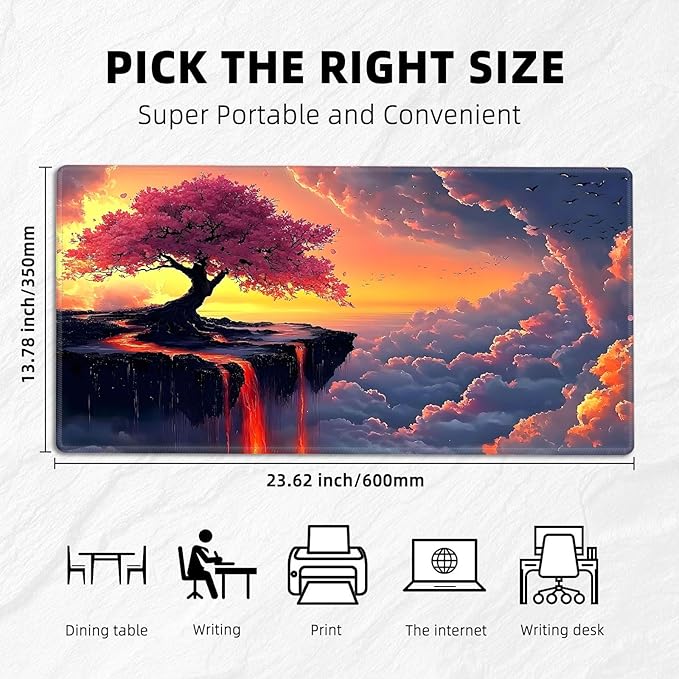 for MTG Playmat with Storage Bags, Card Playmat for TCG Card Playing Game,Rollable & Foldable for PTCG and Board Game Mat for Cards,Non-Slip Cherry Tree Desk Mat for Home Office