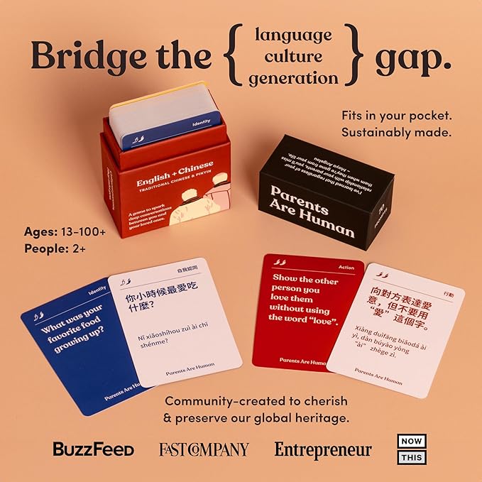 Parents Are Human Bilingual Conversation Cards, English + Traditional Chinese