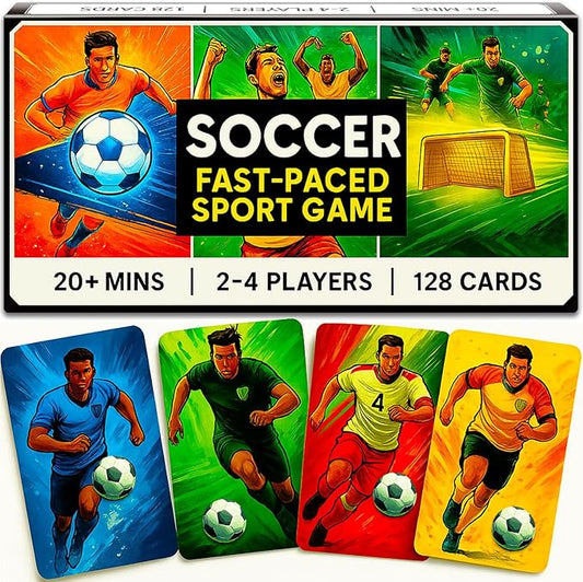 QUOKKA Soccer Fast-Paced Card Game for Kids & Adults – 128 Cards & Easy Rules – Quick & Fun Matching Game – 2-8 Players – Ages 8+ – Perfect for Family Games Night, Travel and Parties