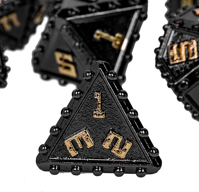 UDIXI Metal Dice Set, Metal DND Dice Set Rivet D&D Dice Set for Dungeons and Dragons Role Playing Games (Black Golden)