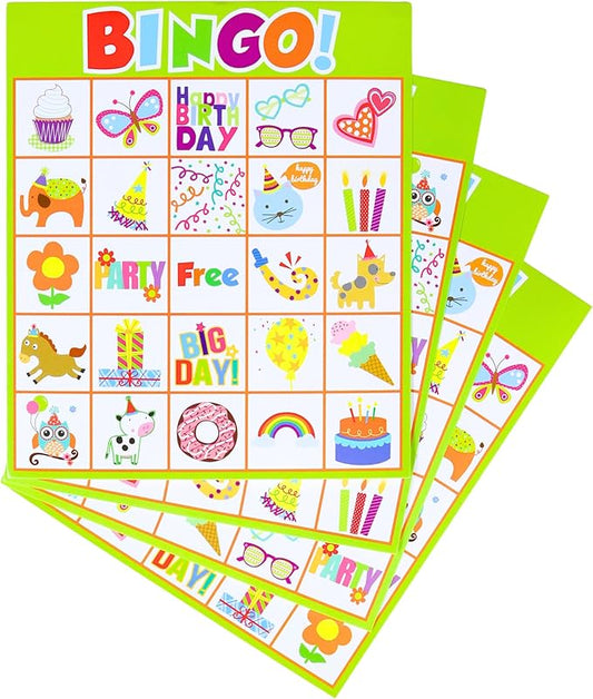 Iconikal 32 Player Bingo Game Happy Birthday with Bonus Pin The Candles on The Cake Game Set