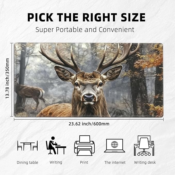 for MTG Playmat with Storage Bag, for TCG Playmat and Playing Card Mat for Magic Board Games, Non-Slip Realistic Deer Desk Mat, Stitched Edges Game Mat, Rollable & Foldable Card Playmat