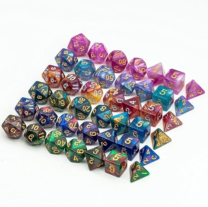 6 Sets DND Dice Polyhedral Dice Set (42pcs) with 1 Large Leather Bag, D&D Die Set for Dungeons and Dragons, RPG Table Games. (6Sets/42Pcs)