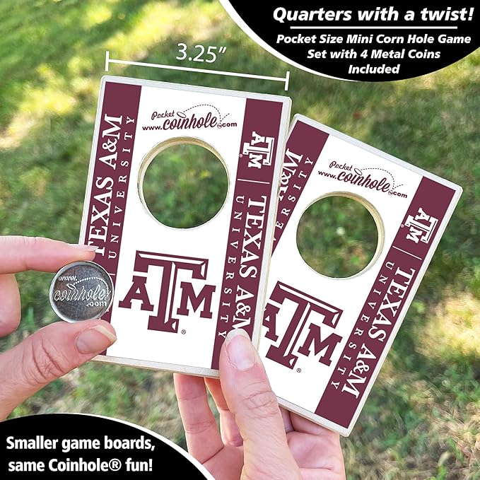 Tabletop Cornhole Game Set | Officially Licensed College Mini Football Cornhole Board Game | Includes Coins