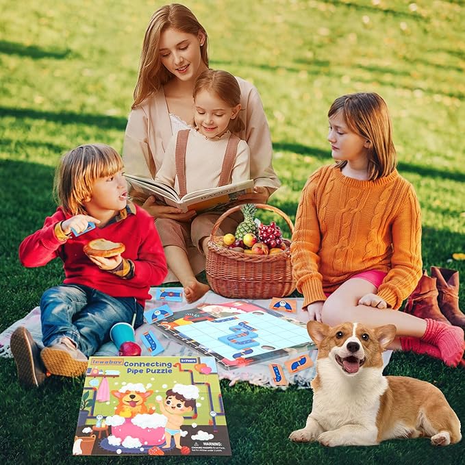 Match Pipe Puzzle Board Game,with Game Cards（30 Scenes）,Classic Path Planning Game,STEM Educational Toys,Family Game,Children's Day Gifts,Logic Labyrinth Games for Adults and Kids(2 Puzzles).