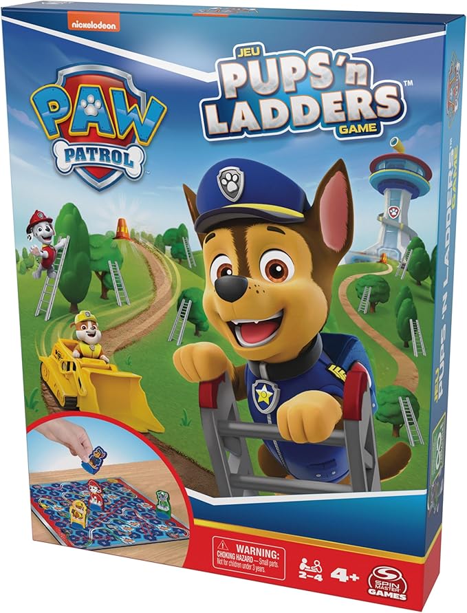 Spin Master Games, PAW Patrol Pups ‘N Ladders Game, PAW Patrol Toys, Classic Activity Toy, for Kids & Family, 2-4 Players, for Ages 4 & Up