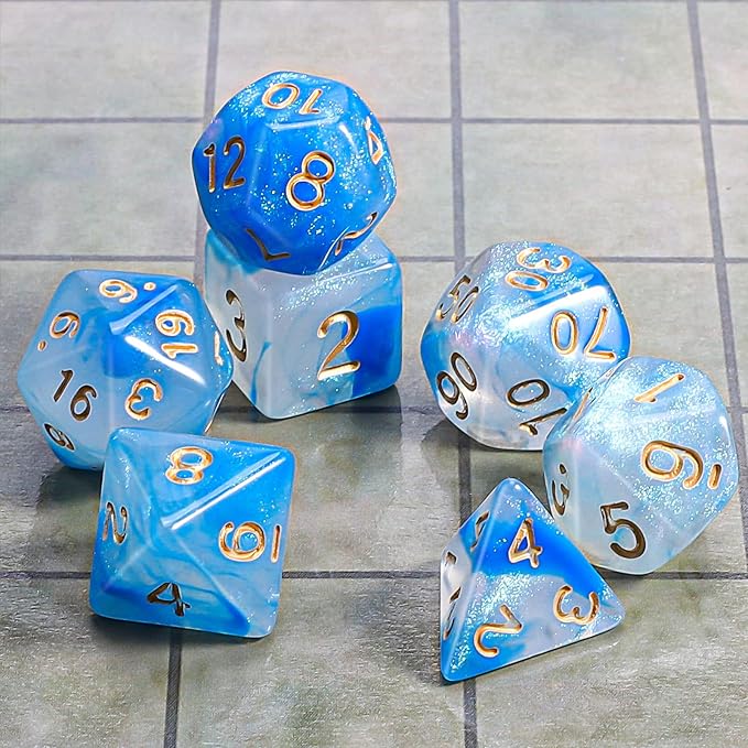 CiaraQ DND Polyhedral Dice Set with a Black Dice Bag for D&D RPG MTG Role Playing Table Games