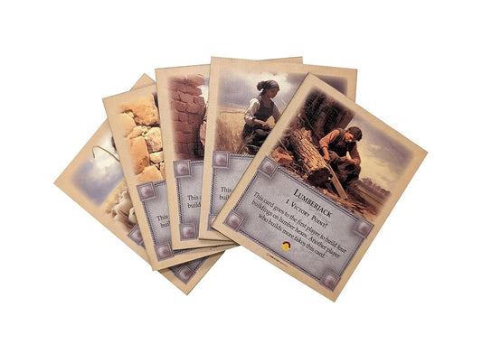 Professions Victory Point Cards, Bricklayer, Stonemason, Farmer, Shepherd, Lumberjack, compatible with Catan's Settlers of Catan 5th Edition, Seafarers and Catan Expansions