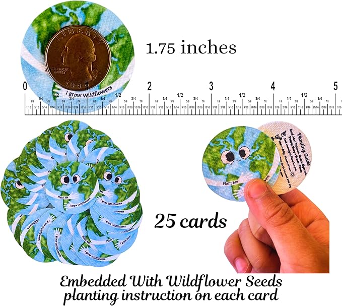 25 Plantable Seed Paper Earth Day Cards with Wildflower Seeds, Kids Craft Activity, Educational Garden Party Favor, school crafts