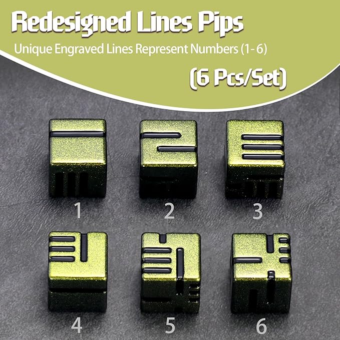 D6 Metal Dice, 16mm 6 Sided Dice Set, ZHOORQI 6Pcs/Set Tech-Themed New Concept Glittery Lines Dice for DND Dungeons and Dragons Gifts（D6-Retro Yellow）