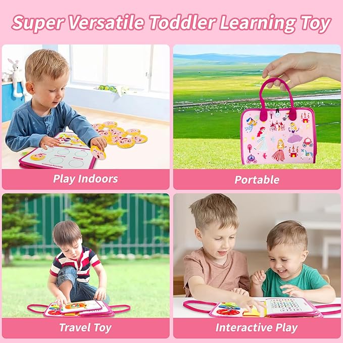 Montessori Busy Board for Toddlers 1-3 Years Sensory Activity Board with Zipper, Buckle, Laces - Educational Travel Toy, Learning Fine Motor Skills, Montessori Toys for 1 2 3 Year Old Boys Girls