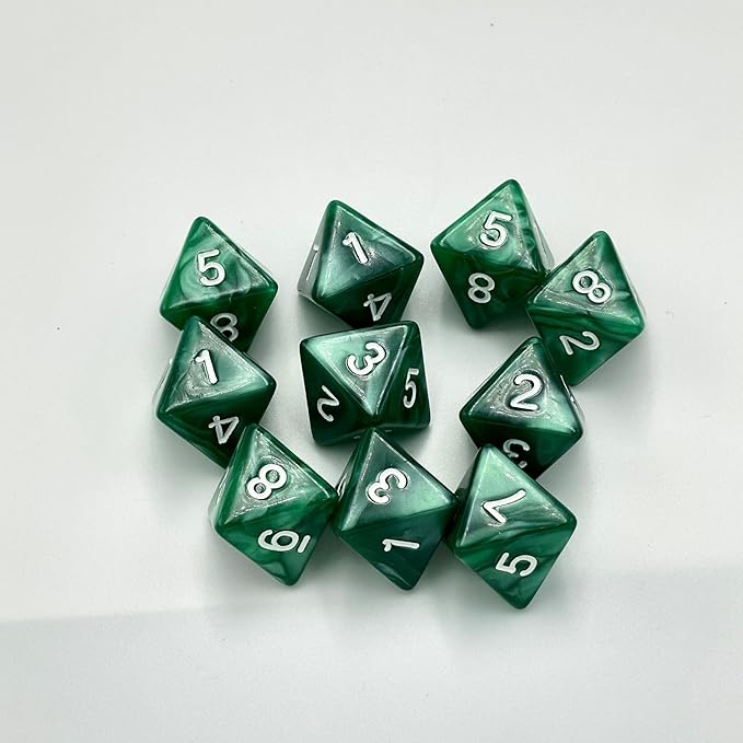 10 Pieces D8 Polyhedral Dice Set - 8 Sided Dice with Numbers | Ideal for Board Games, Classroom Activities, Party Table & Gaming Fun (Color: Green, Size: 1.6cm/0.63in)