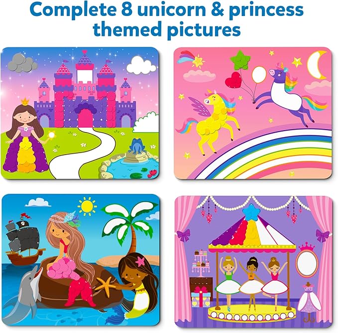 Skillmatics Dot It Sticker Art Activity - Unicorns & Princesses, Mess-Free Fun for Kids, 500+ Stickers, Craft Kits, DIY Scrapbooking Activity, Travel Toys, Gifts for Girls & Boys Ages 3, 4, 5, 6, 7