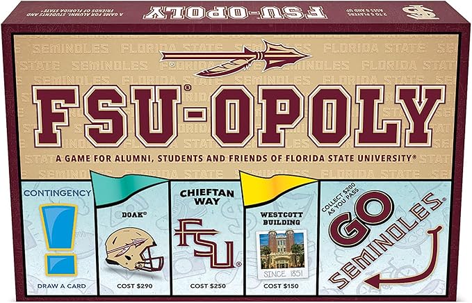 Late For The Sky: FSU-Opoly - Florida State University Themed Family Board Game, Opoly-Style, Traditional Play Or 1 Hr Version, Ages 8+, 2-6 Players