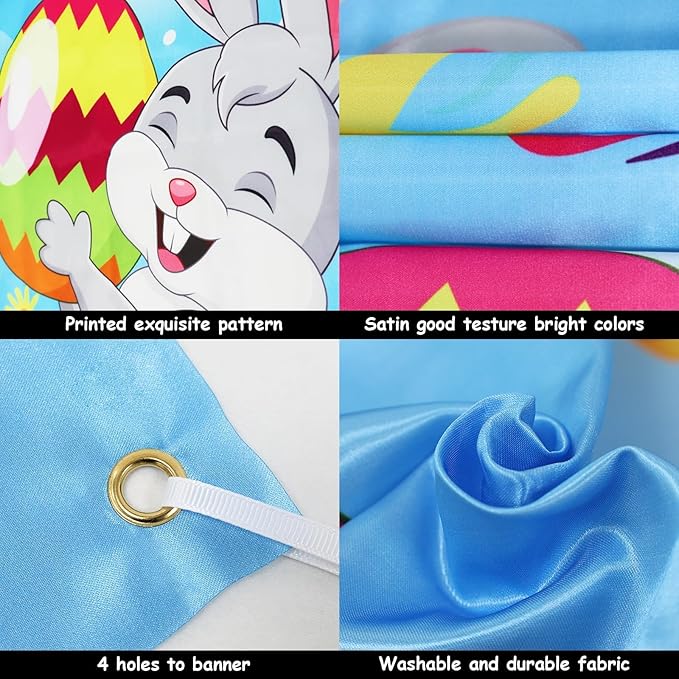 Easter Games, Funny Bunny & Egg Toss Game, with 4 Bean Bags, Premium Banner and Accessories, Easter Party Games for Kids Adults Family Outdoor, Party Activities Supplies