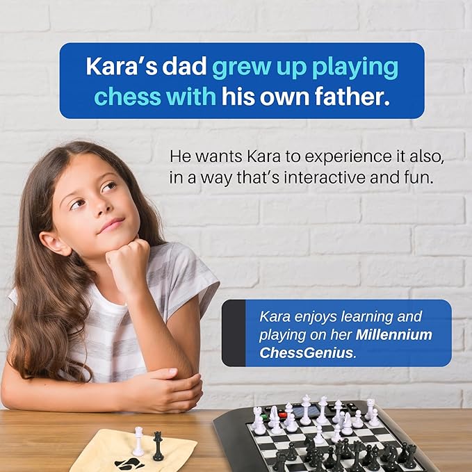 Millennium ChessGenius - Advanced Electronic Chess Board with Customizable Difficulty - Ideal for Beginners to Advanced Players - Magnetic Pieces - Smart Chess Computer - AI Chess Teacher and Trainer