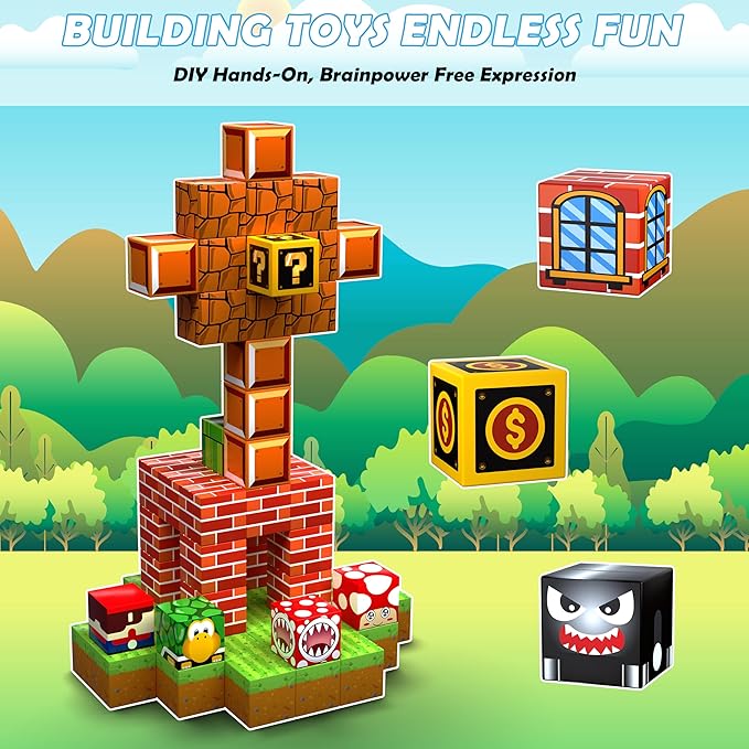 Magnetic Blocks, 110Pcs Build 3D Magnet Building Toys World with Magnet Tiles, STEM Kids Sensory Toy, Toy Magnetic Building Set Xmas Gift for Age 3 4 5 6-10 Year Old Boys Girls